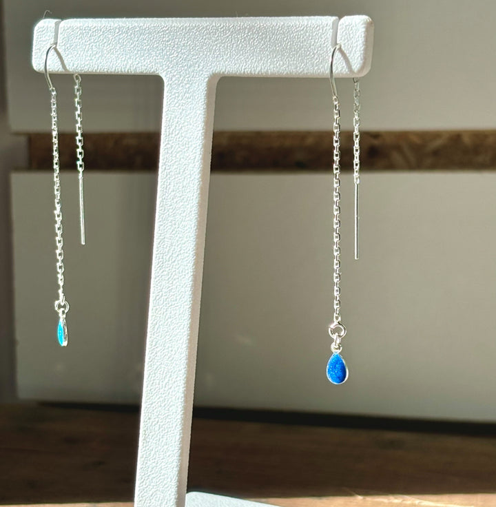 Drop Birthstone Threader Earrings
