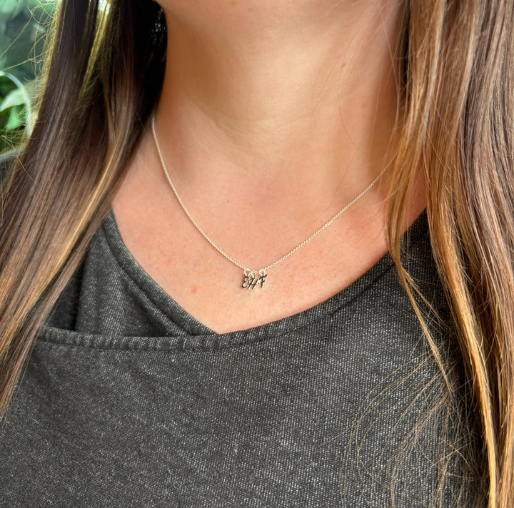 10k Dainty Script initial necklace