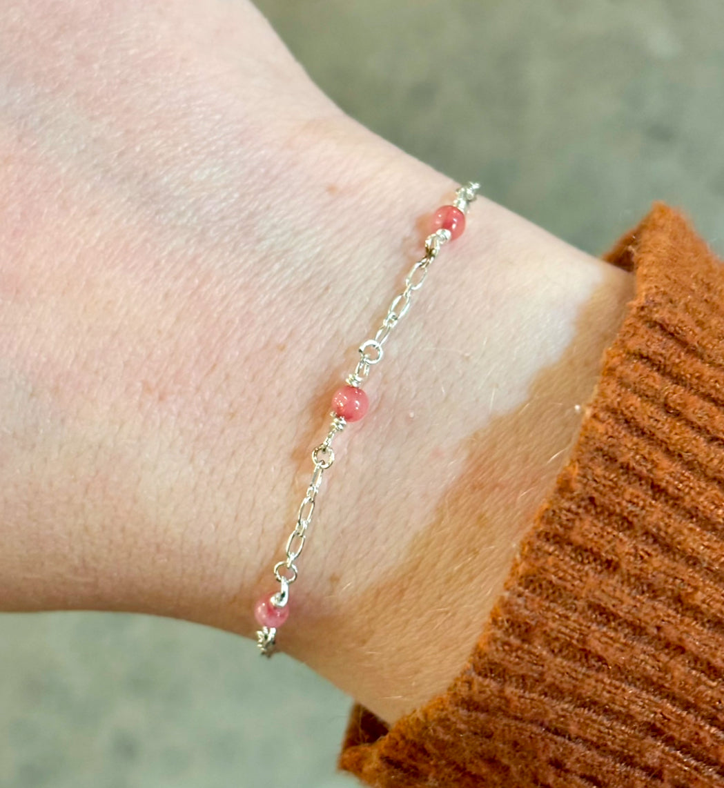 Pink Tourmaline Beaded Bracelet