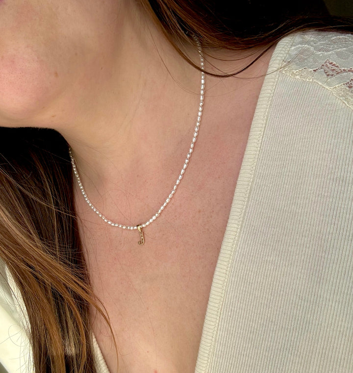 10k Pearl Initial necklace