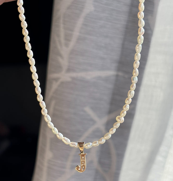 10k Pearl Initial necklace