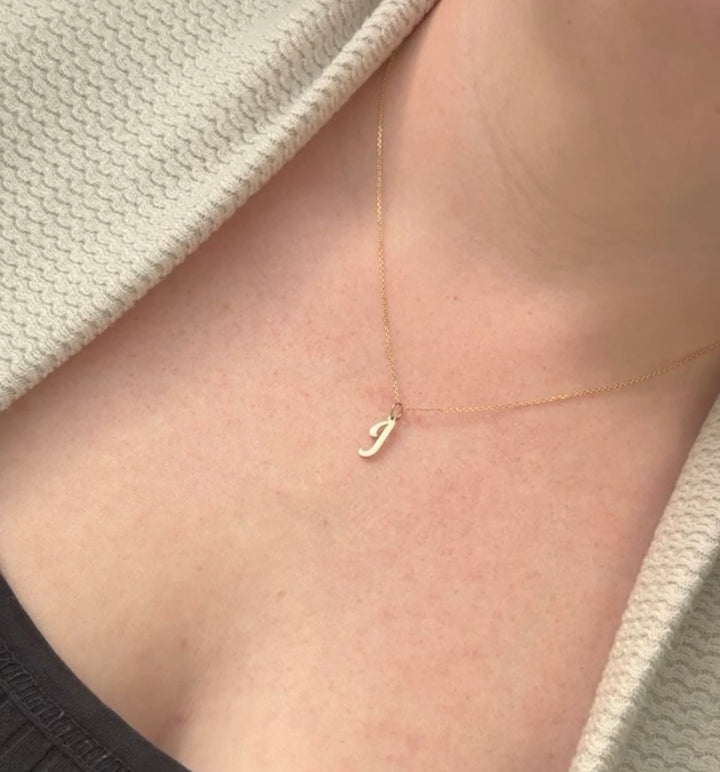 10k Script Initial Necklace