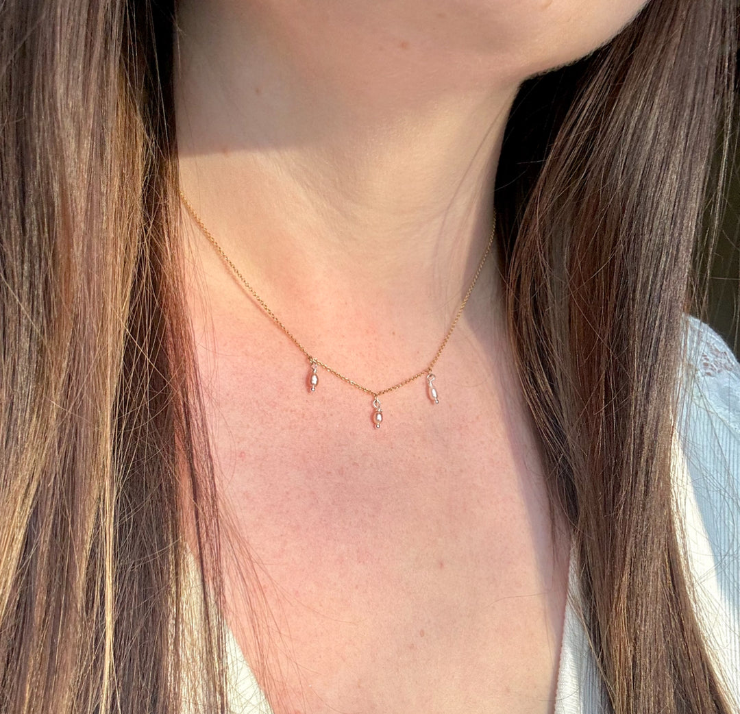 Pink Pearl Drop Necklace