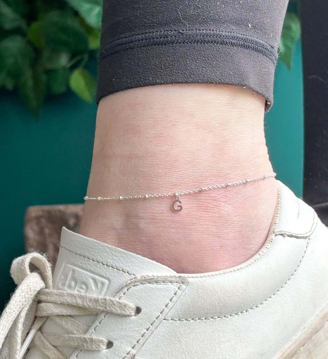 Dainty Block Initial Anklet