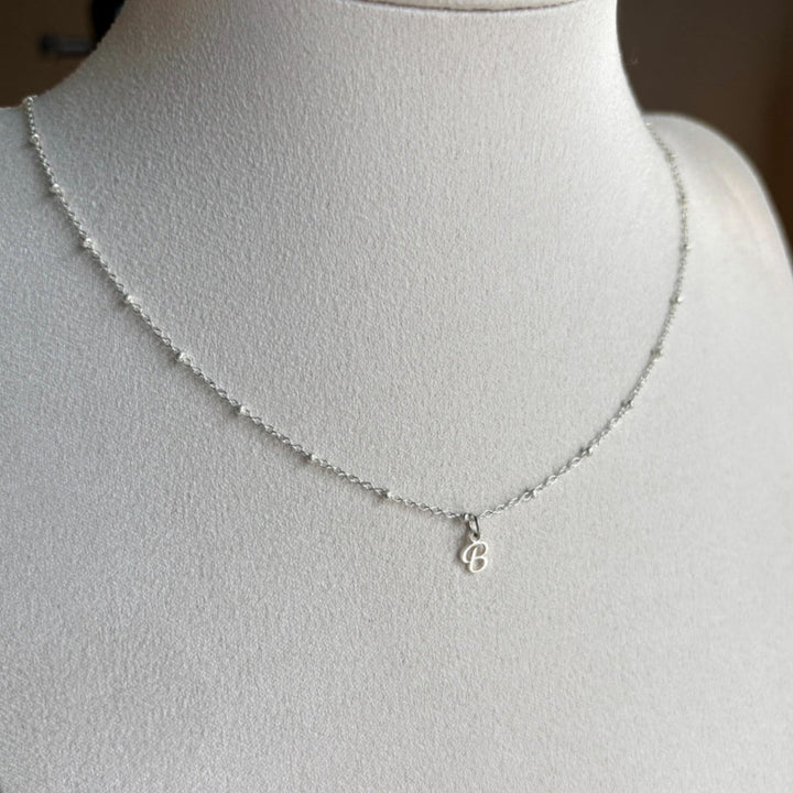 10k Dainty Script initial necklace