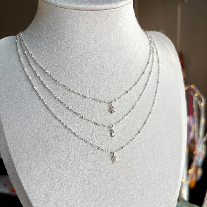 10k Dainty Script initial necklace