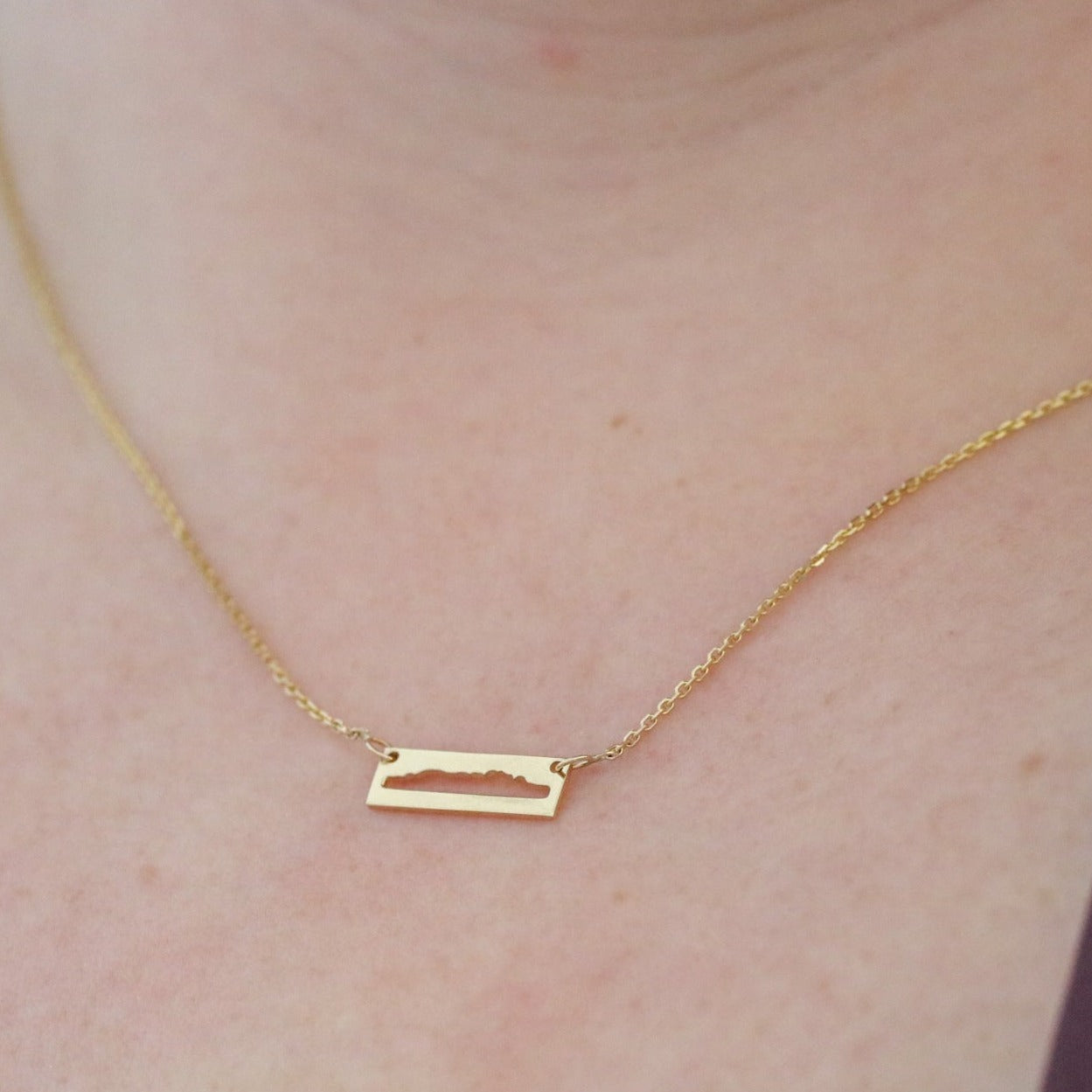 10k Sleeping Giant Bar Necklace