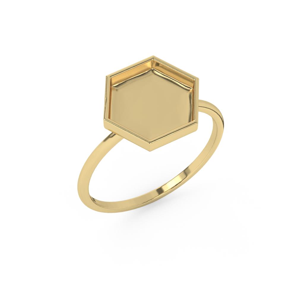 14k Hex Ring