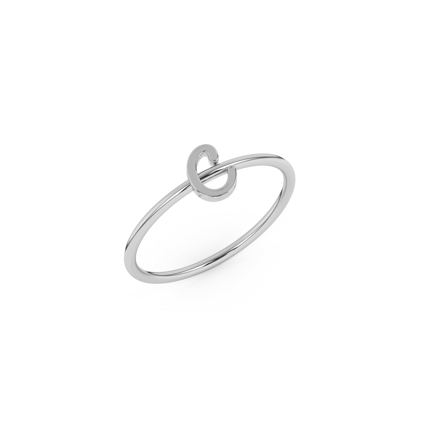 Silver Script Initial Ring