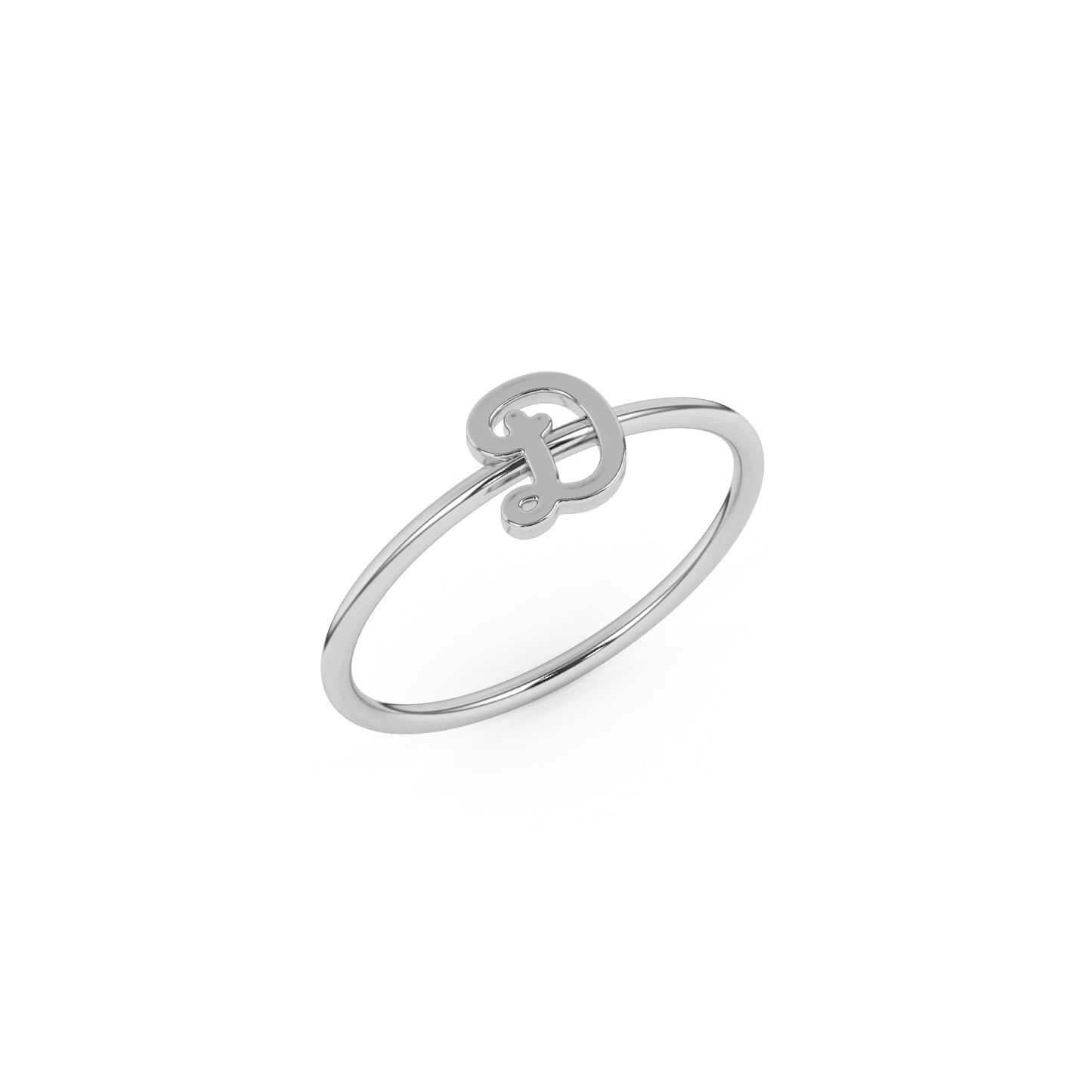 Silver Script Initial Ring