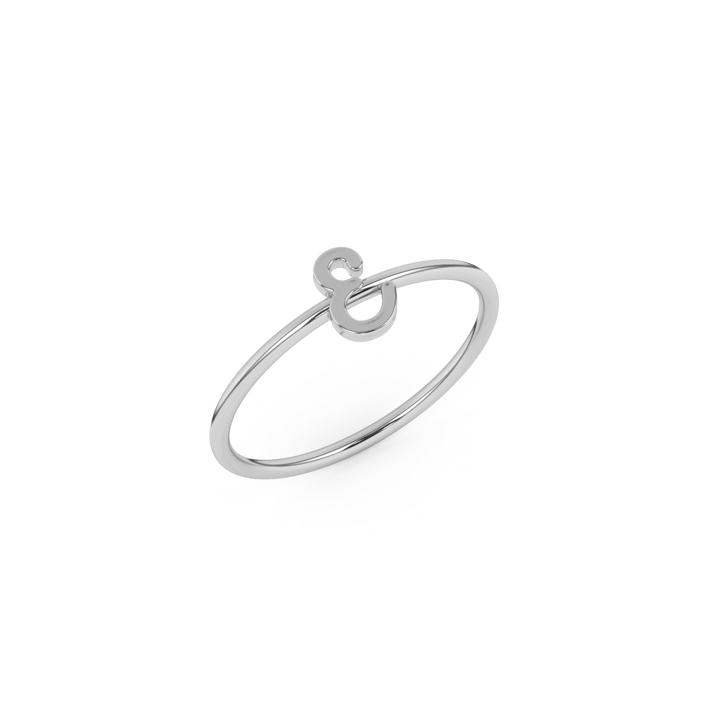 Silver Script Initial Ring