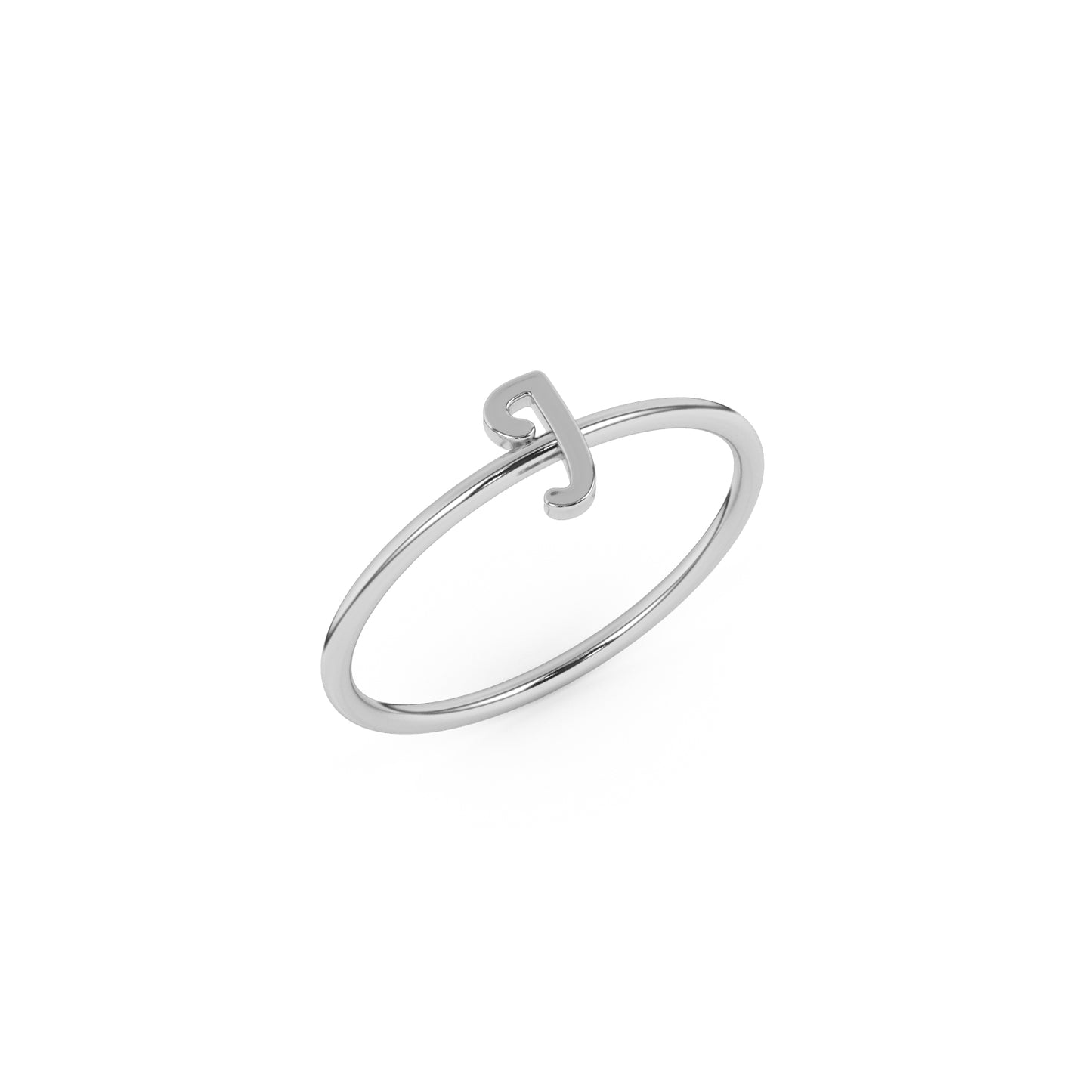 Silver Script Initial Ring