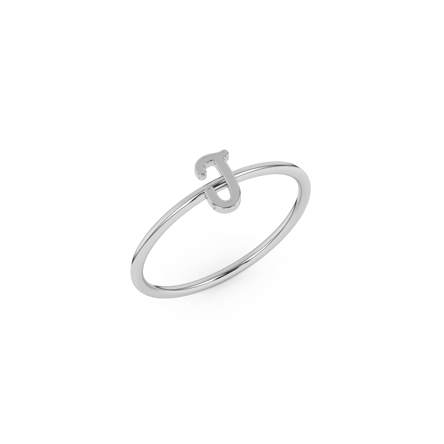 Silver Script Initial Ring