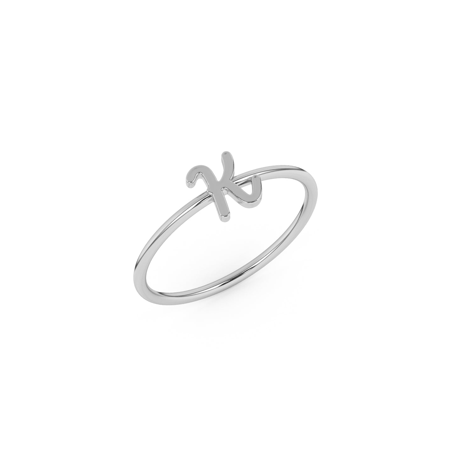 Silver Script Initial Ring