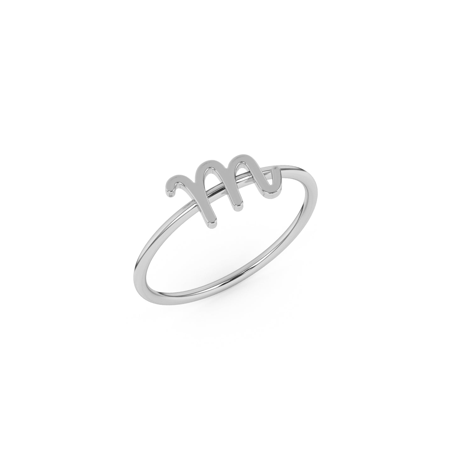 Silver Script Initial Ring