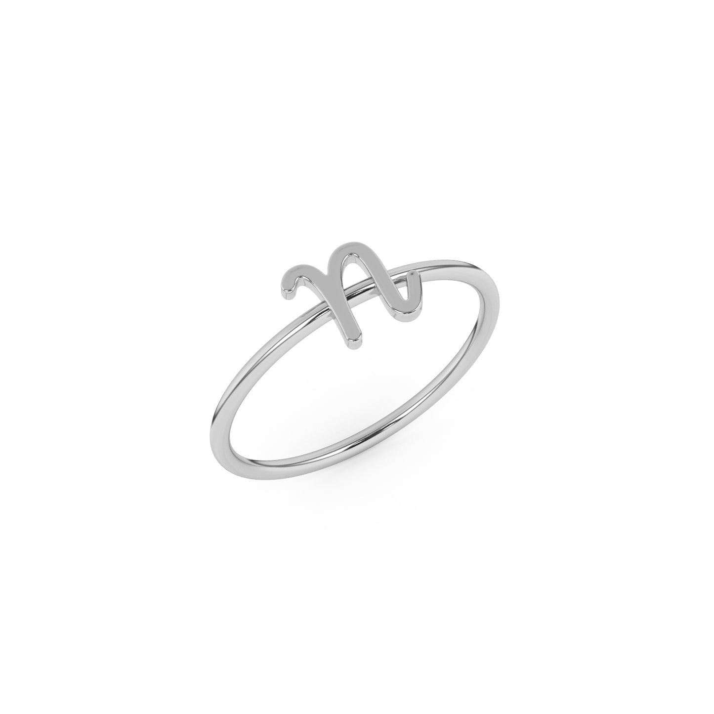 Silver Script Initial Ring