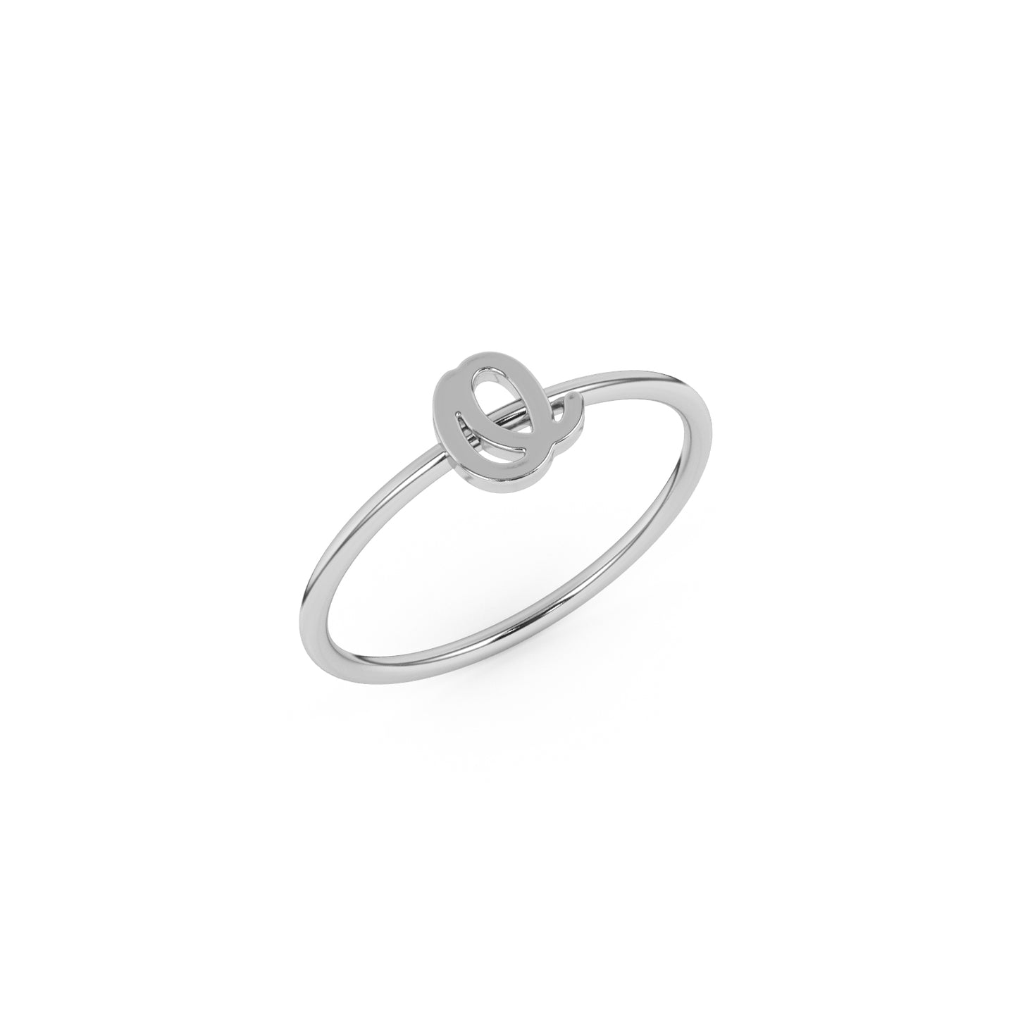 Silver Script Initial Ring