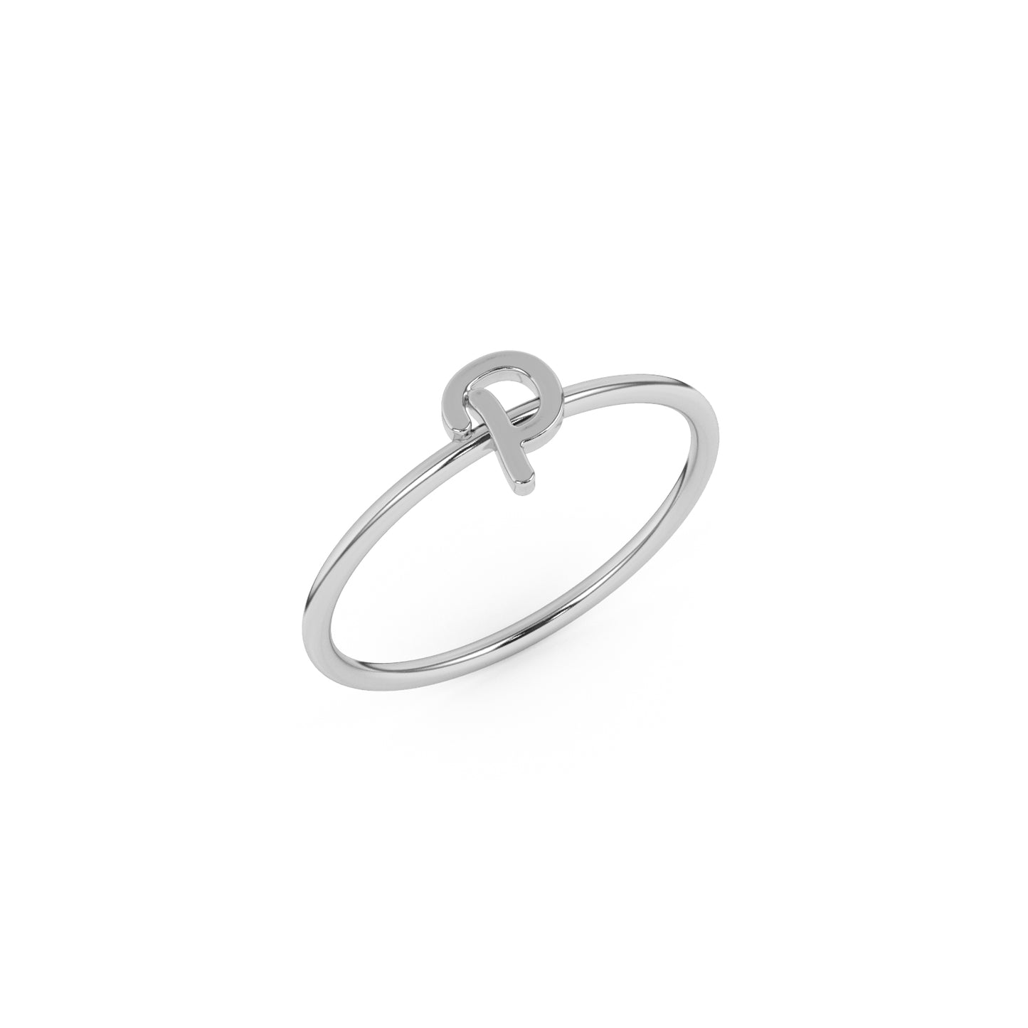 Silver Script Initial Ring