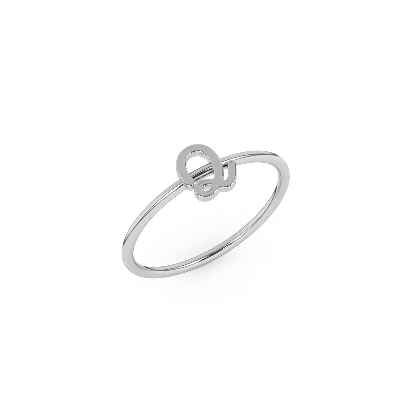 Silver Script Initial Ring