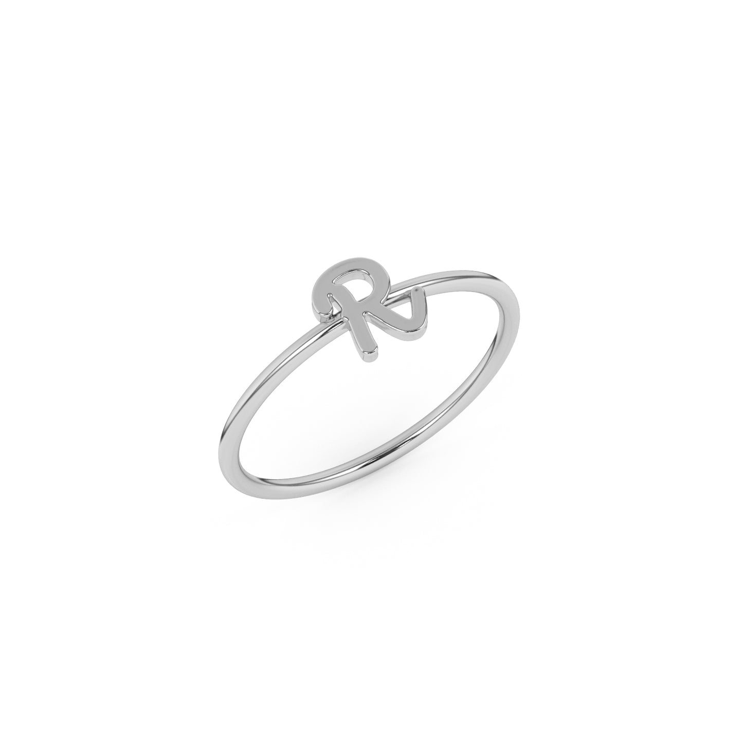 Silver Script Initial Ring