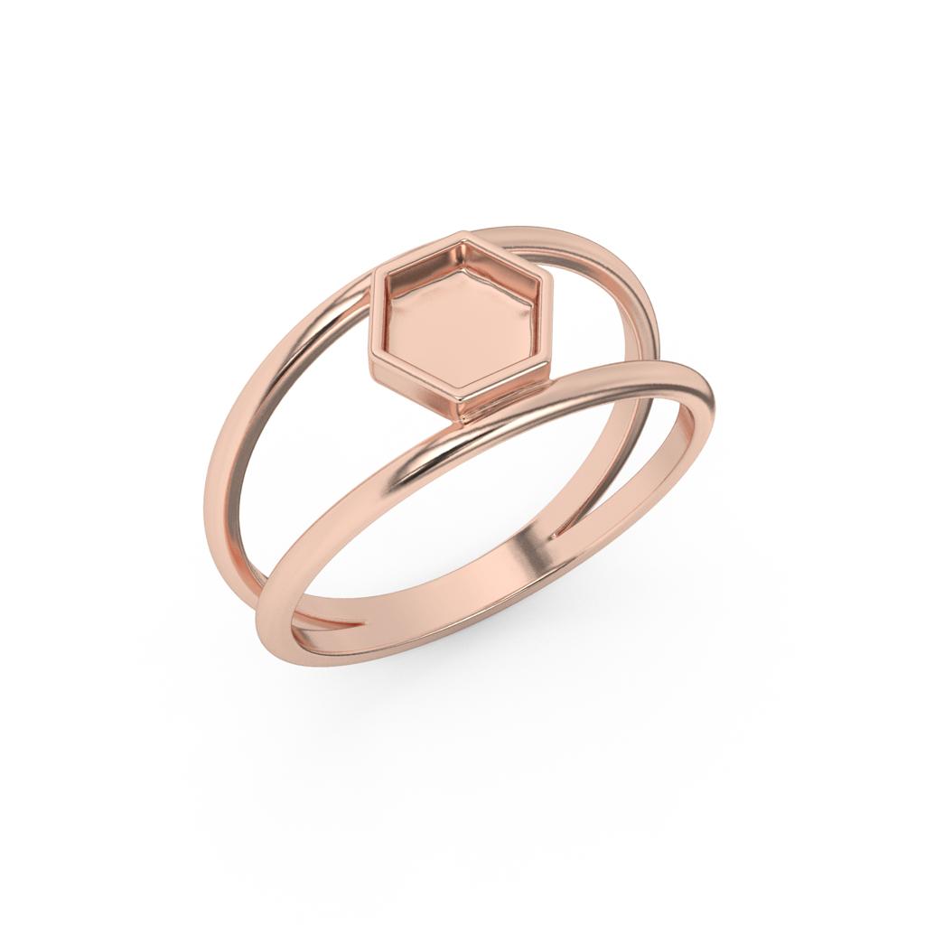 14k Hex Double Band