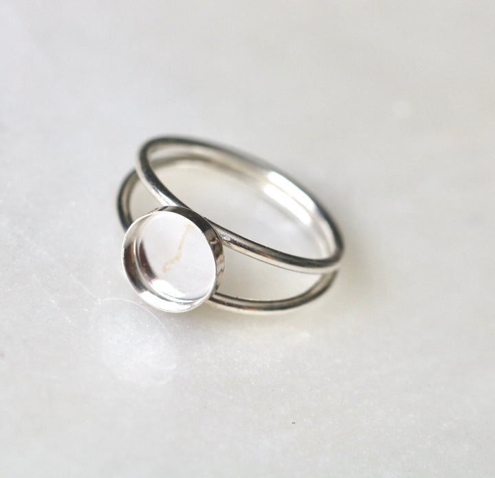 Silver double band Luna ring size 6