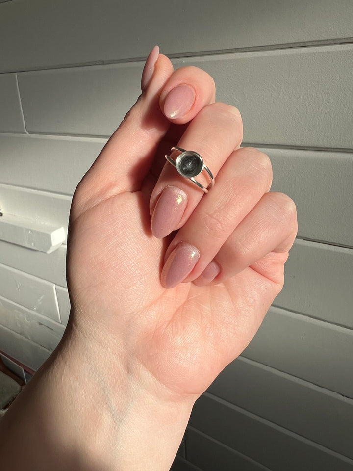 Silver double band Luna ring size 6