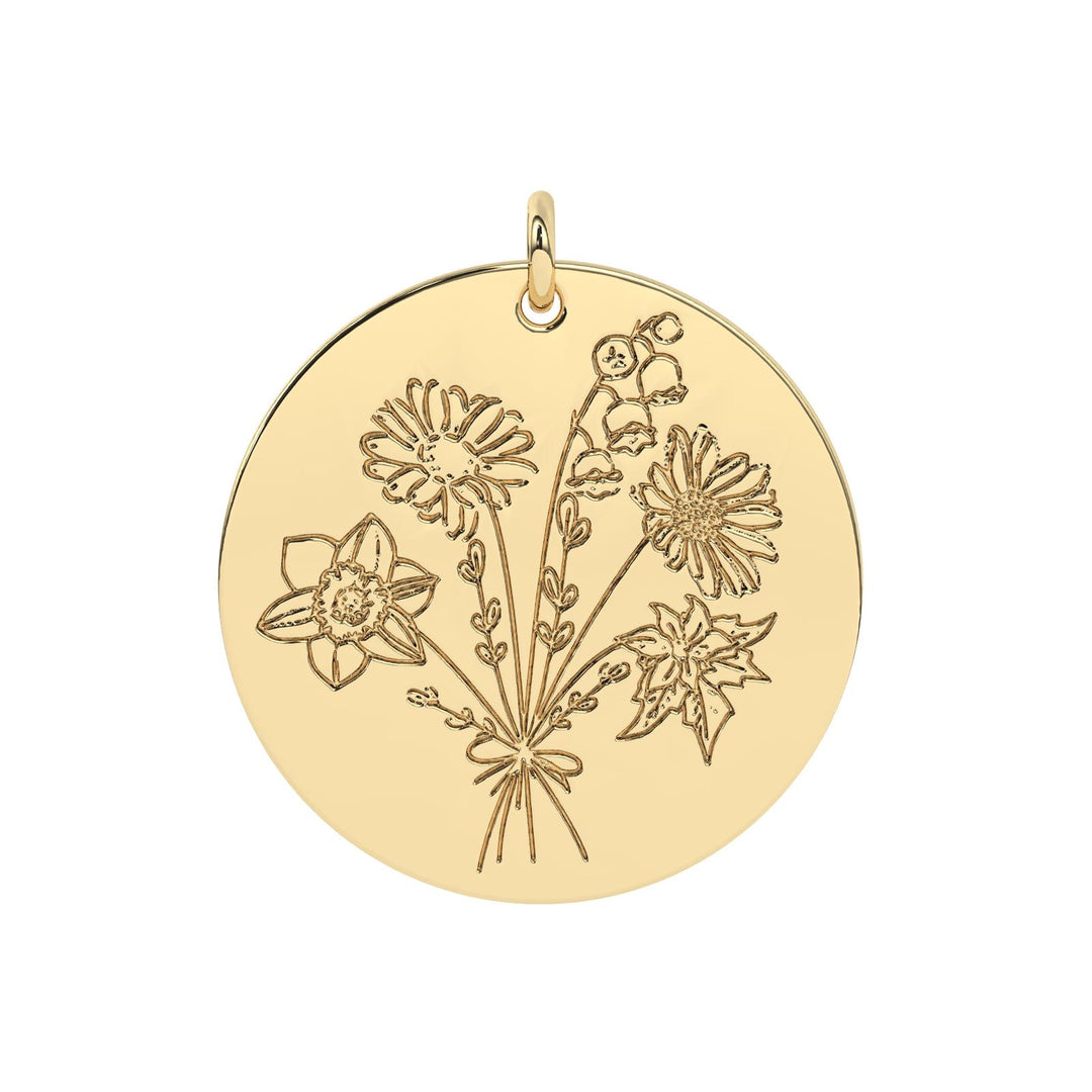 Custom 5 birthflower pendant