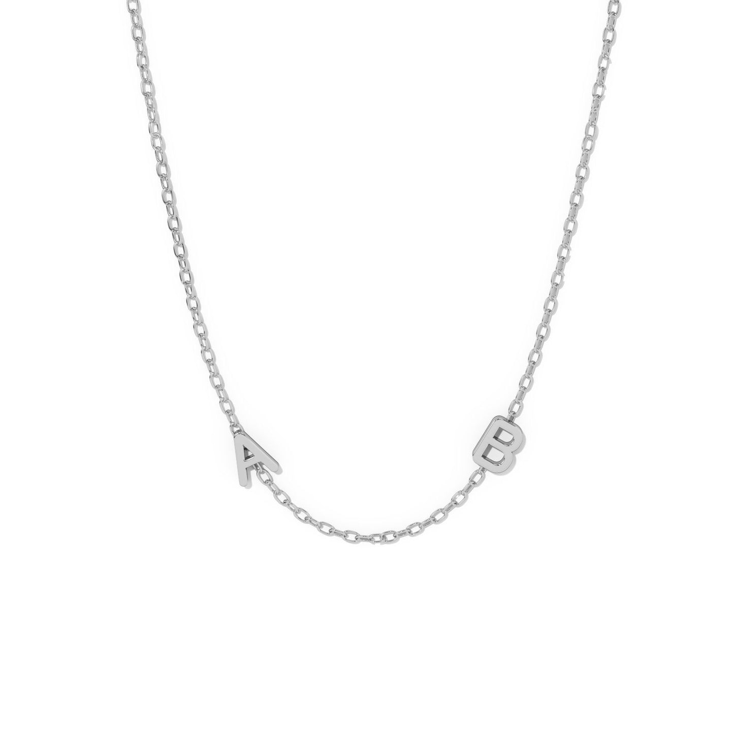 Silver Double Initial Necklace