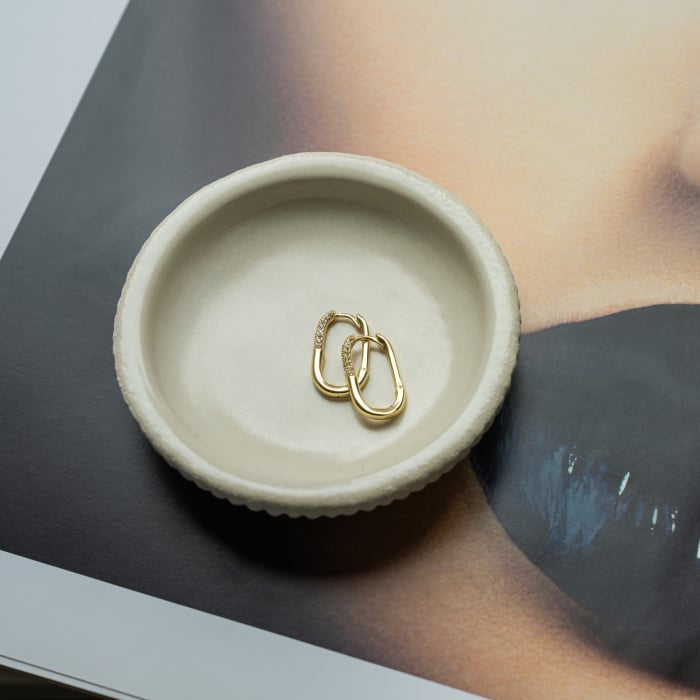 Gold Vermeil Pave Paperclip Huggies