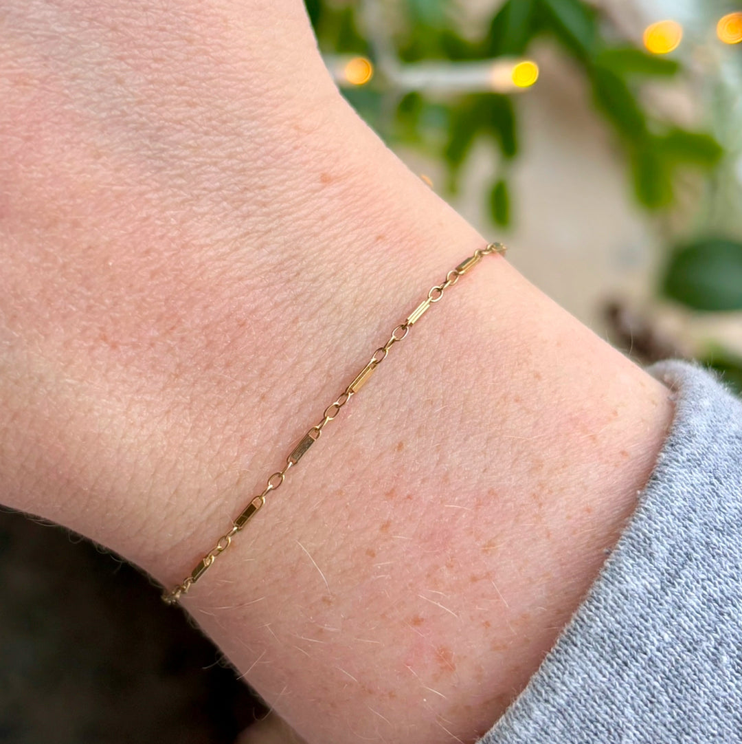 Gold Filled Paperclip Bar Bracelet