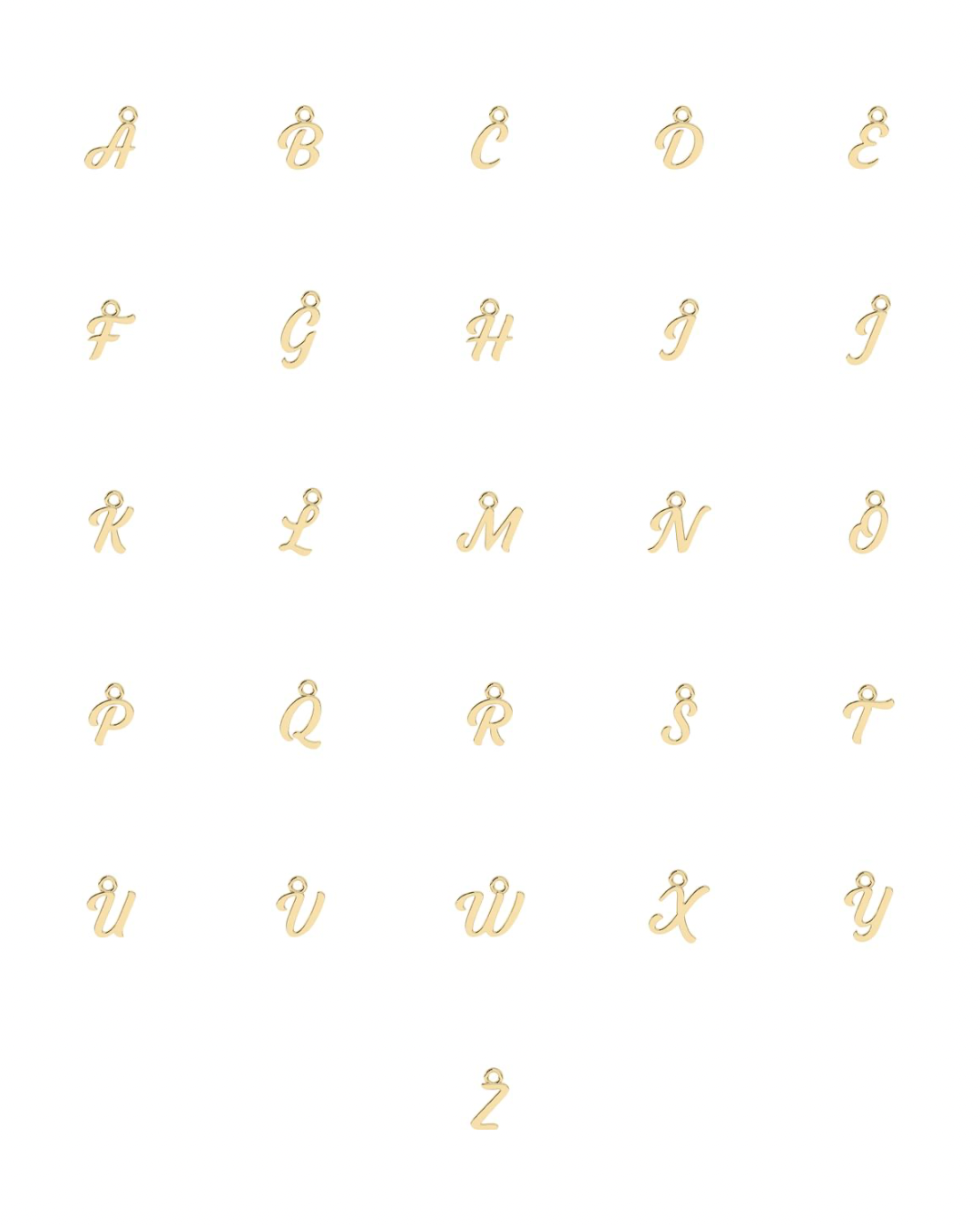 10k Script Initial Necklace