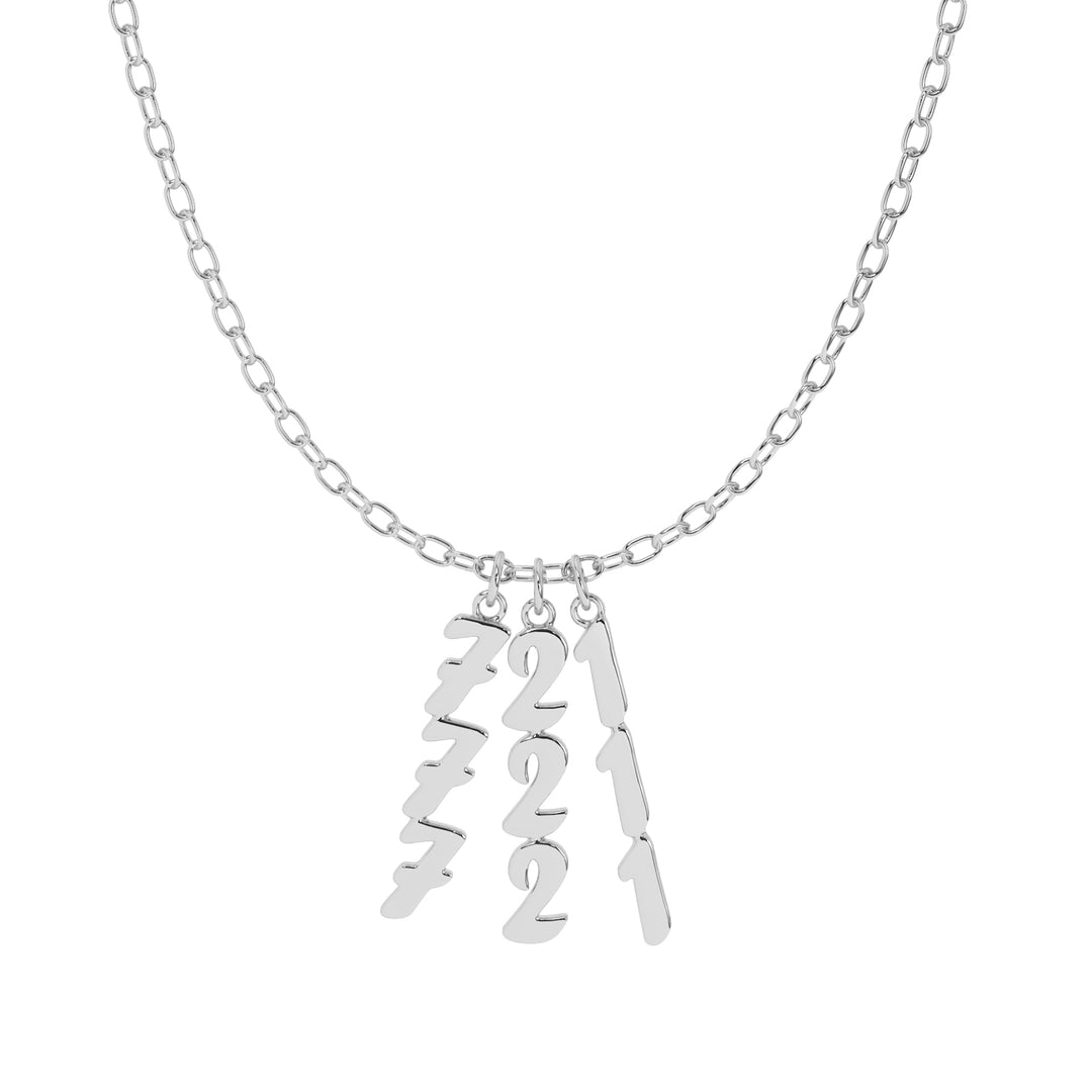 Silver Vertical Angel Number Charm wsl