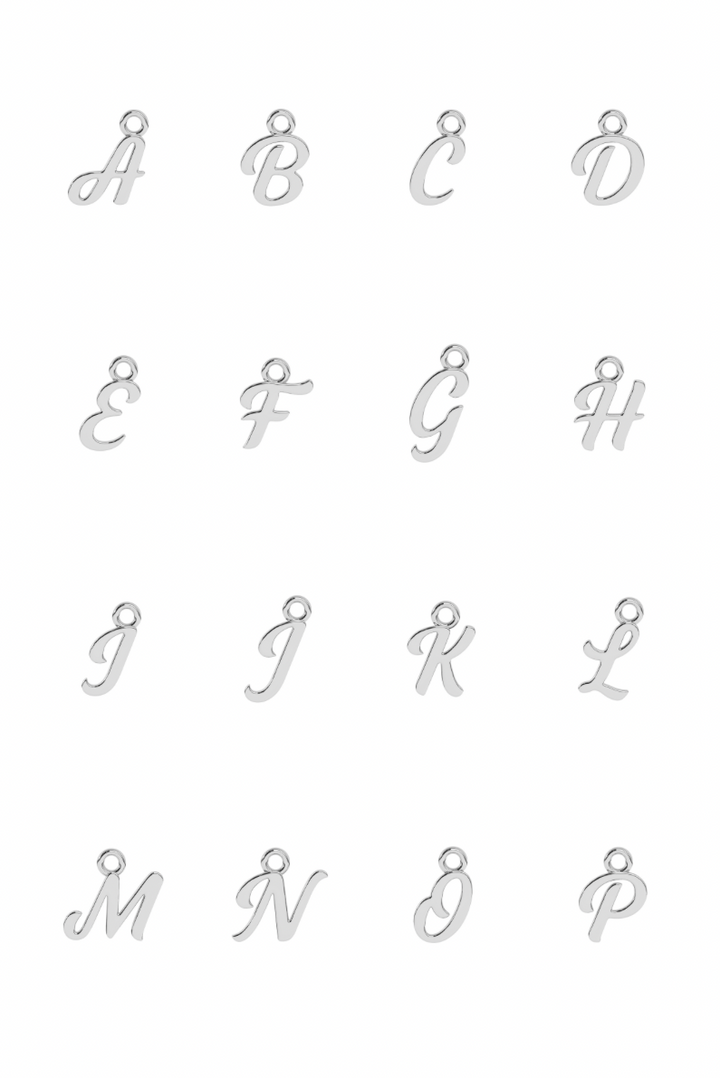 Silver Script Initial Charm ws