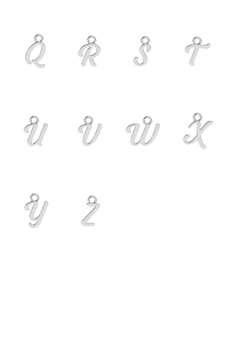 Silver Script Initial Charm ws