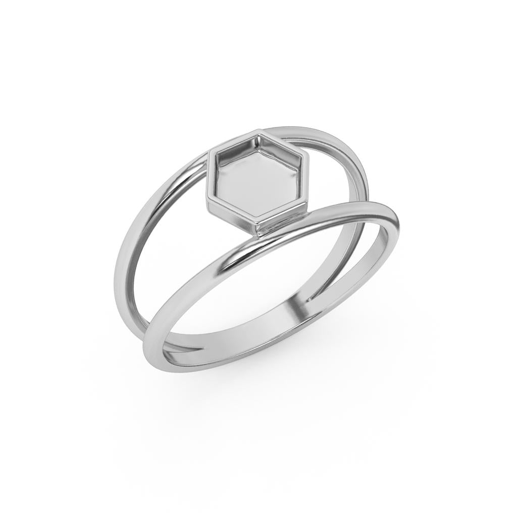 Silver Hex Double Band
