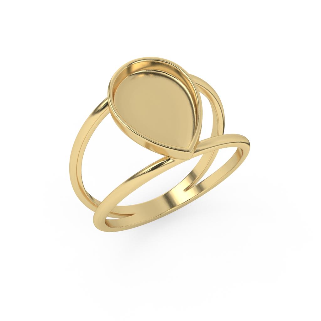 14k Double Band Drop of Love Ring