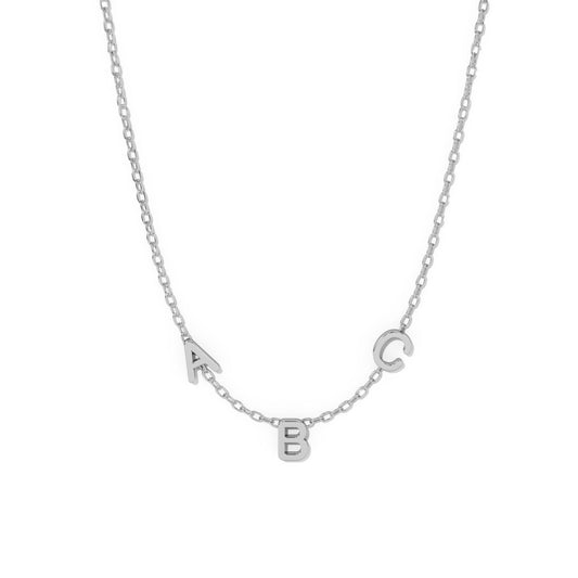 Silver Triple Initial Necklace