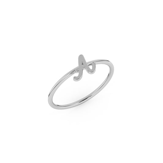 Silver Script Initial Ring