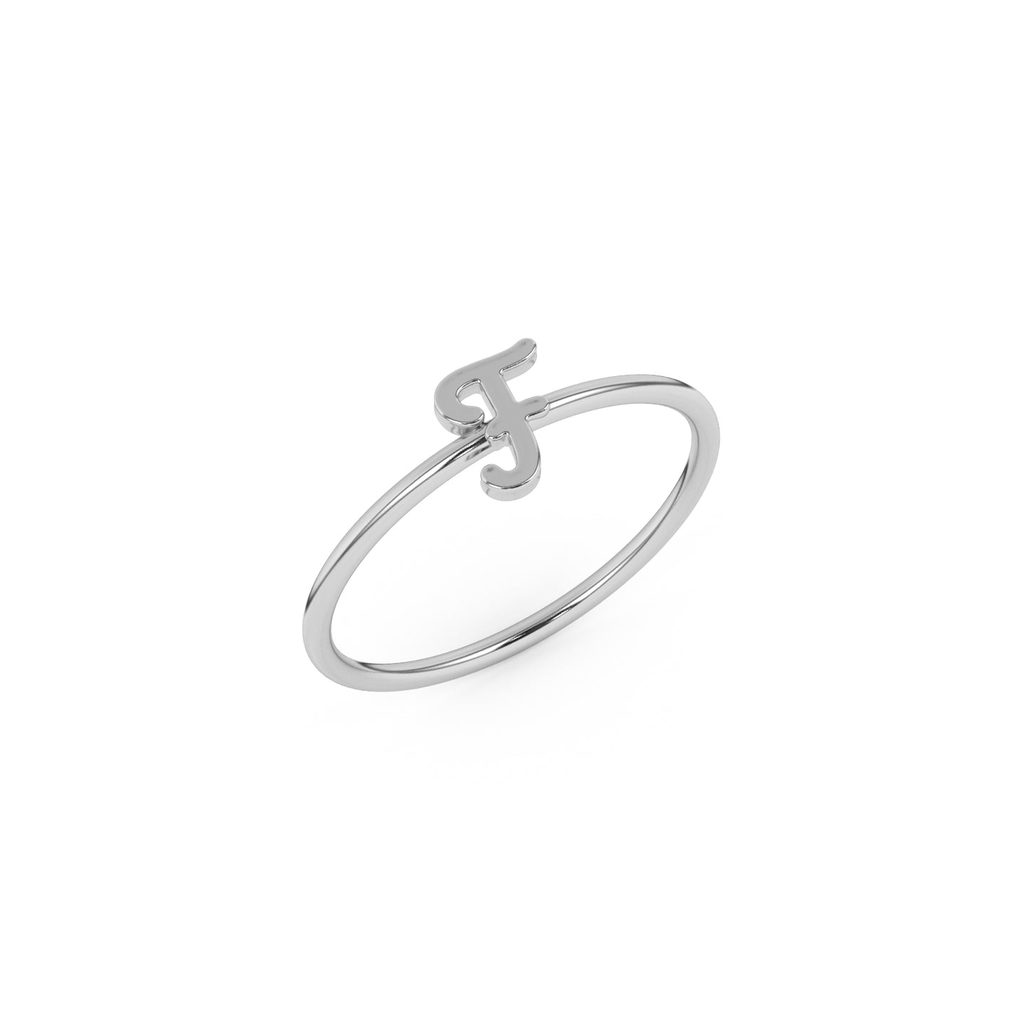 Silver Script Initial Ring