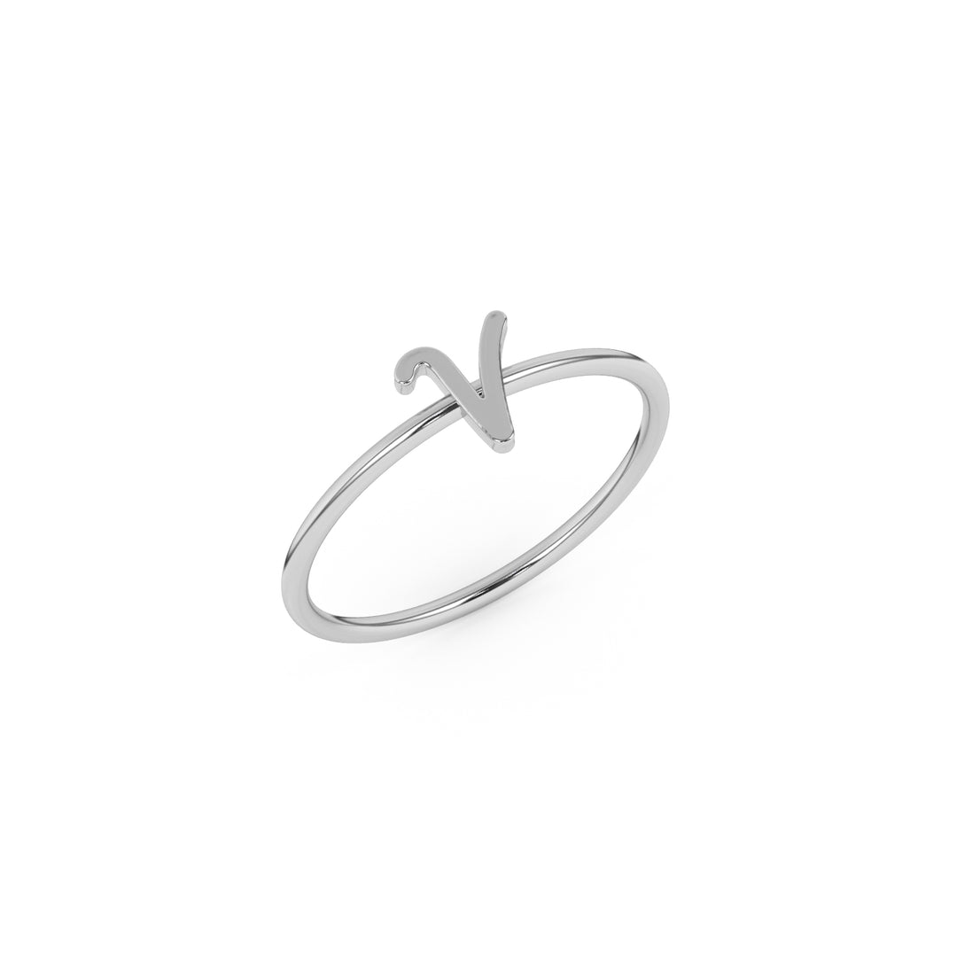 Silver Script Initial Ring