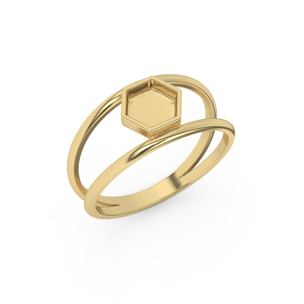 14k Hex Double Band