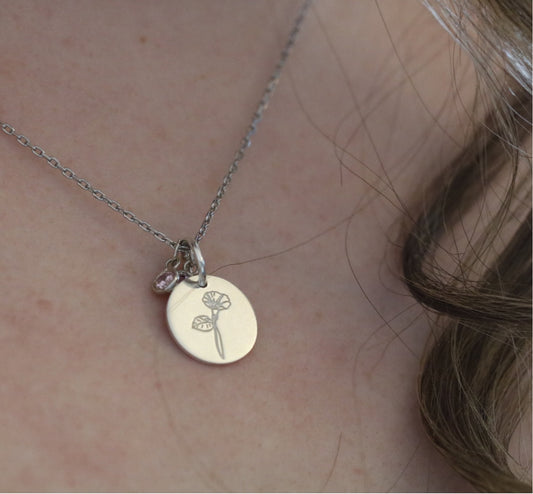 Round Birthflower Necklace